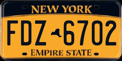 NY license plate FDZ6702