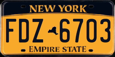 NY license plate FDZ6703