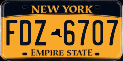 NY license plate FDZ6707