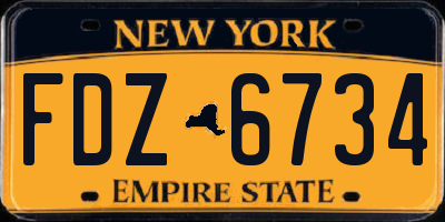 NY license plate FDZ6734