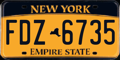 NY license plate FDZ6735