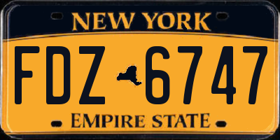NY license plate FDZ6747