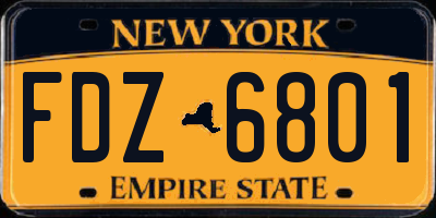 NY license plate FDZ6801