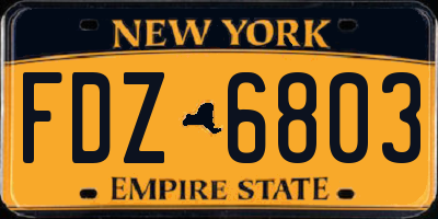NY license plate FDZ6803