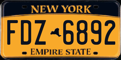 NY license plate FDZ6892