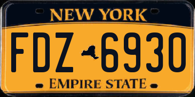 NY license plate FDZ6930