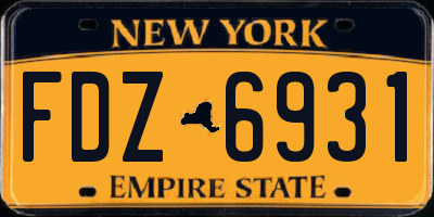 NY license plate FDZ6931