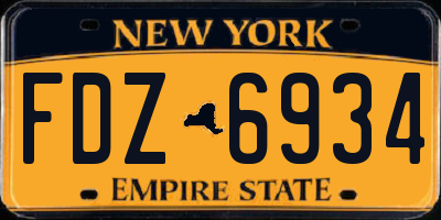 NY license plate FDZ6934