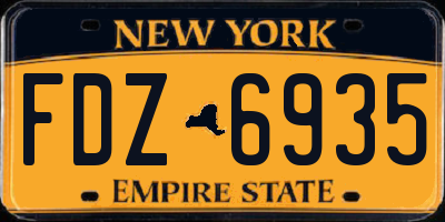 NY license plate FDZ6935