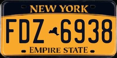 NY license plate FDZ6938