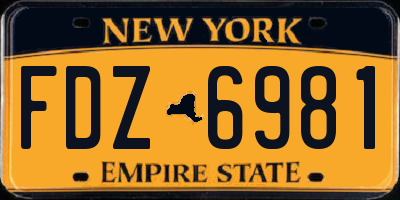 NY license plate FDZ6981