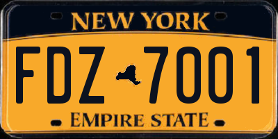 NY license plate FDZ7001