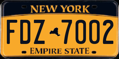 NY license plate FDZ7002