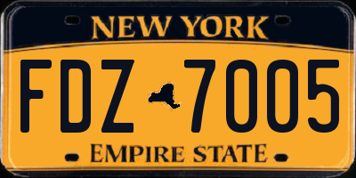 NY license plate FDZ7005