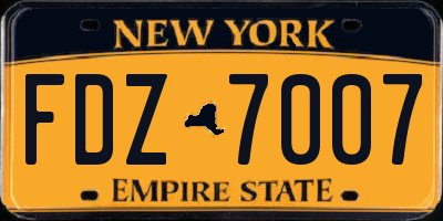 NY license plate FDZ7007