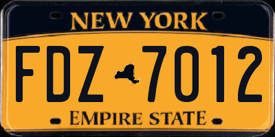 NY license plate FDZ7012