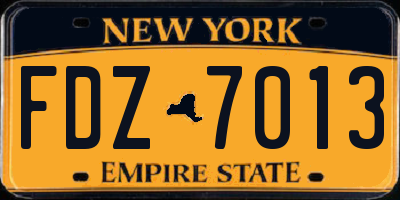 NY license plate FDZ7013