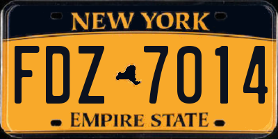 NY license plate FDZ7014