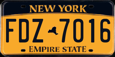 NY license plate FDZ7016