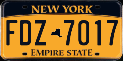 NY license plate FDZ7017