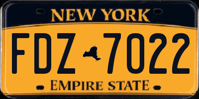 NY license plate FDZ7022