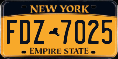 NY license plate FDZ7025