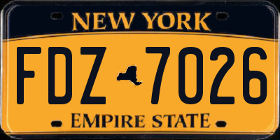 NY license plate FDZ7026