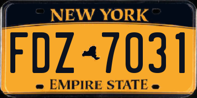 NY license plate FDZ7031