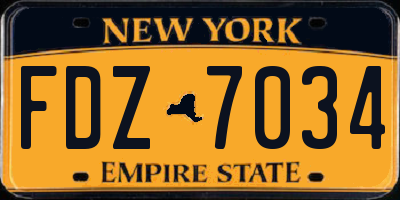 NY license plate FDZ7034