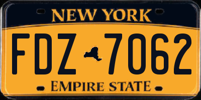 NY license plate FDZ7062