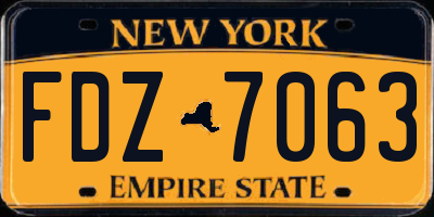 NY license plate FDZ7063