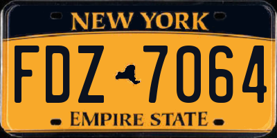 NY license plate FDZ7064