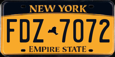 NY license plate FDZ7072