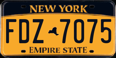 NY license plate FDZ7075