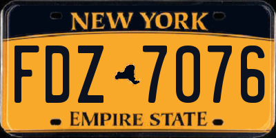 NY license plate FDZ7076