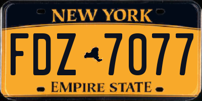 NY license plate FDZ7077