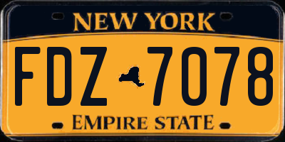NY license plate FDZ7078