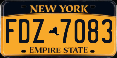 NY license plate FDZ7083