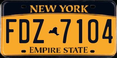 NY license plate FDZ7104