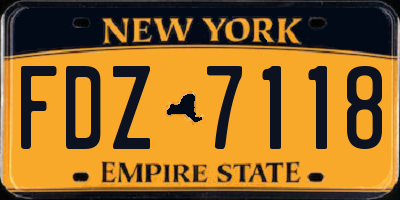 NY license plate FDZ7118