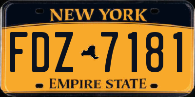 NY license plate FDZ7181