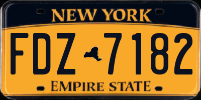 NY license plate FDZ7182