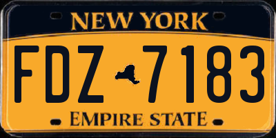 NY license plate FDZ7183