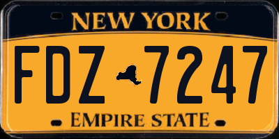 NY license plate FDZ7247