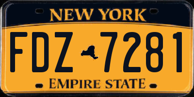 NY license plate FDZ7281