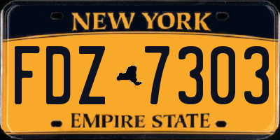 NY license plate FDZ7303