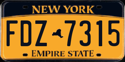 NY license plate FDZ7315
