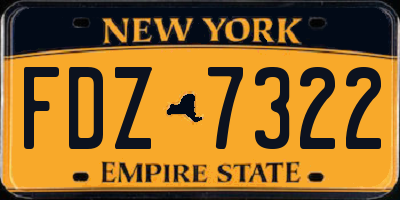 NY license plate FDZ7322