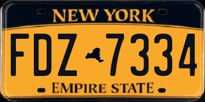 NY license plate FDZ7334