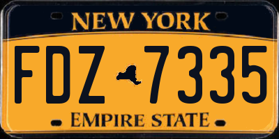 NY license plate FDZ7335